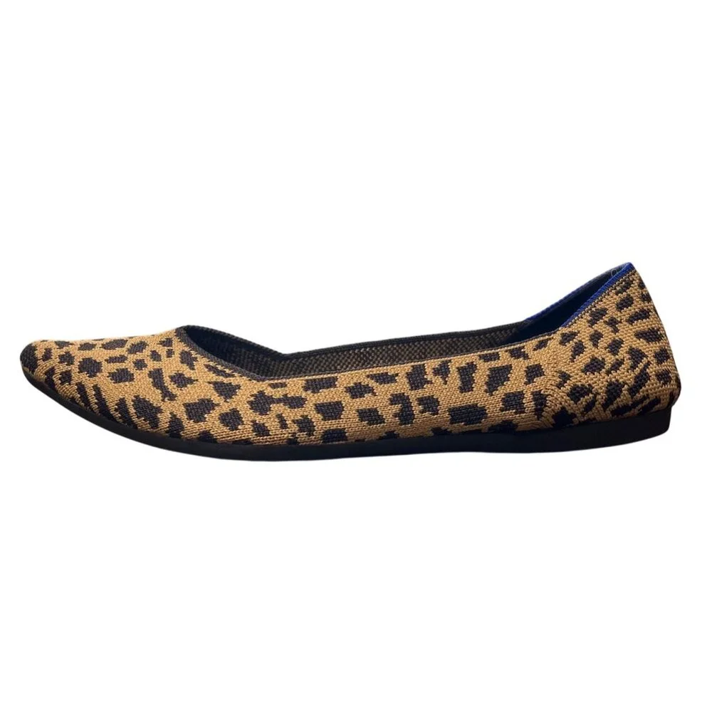 Rothys The Point Leopard Print Flats Women Size 8 Knit Big Cat Tan Black Slip-On - Picture 7 of 10